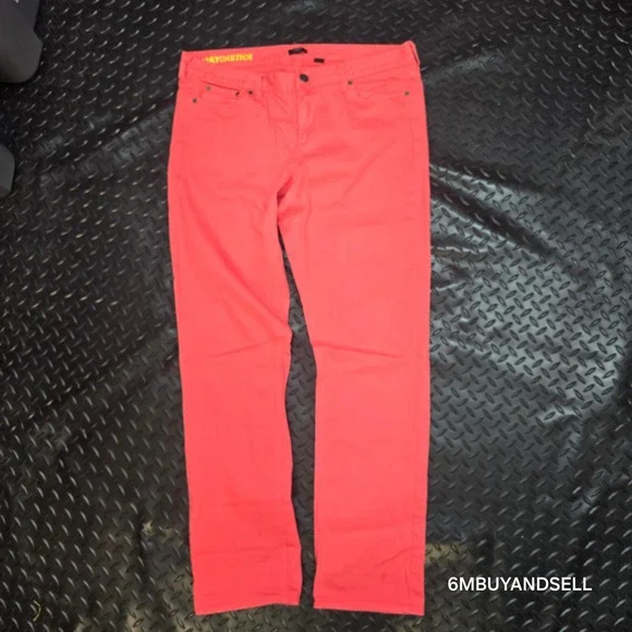 J.Crew Matchstick Jeans 33 Coral Pink Straight Leg Stretch Denim Pants 24642 - Picture 2 of 14